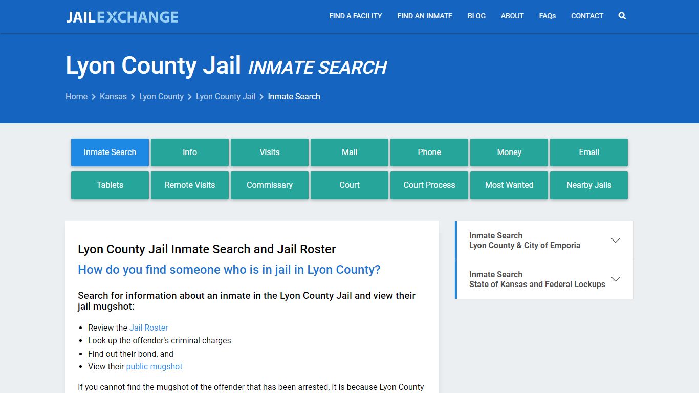 Inmate Search: Roster & Mugshots - Lyon County Jail, KS